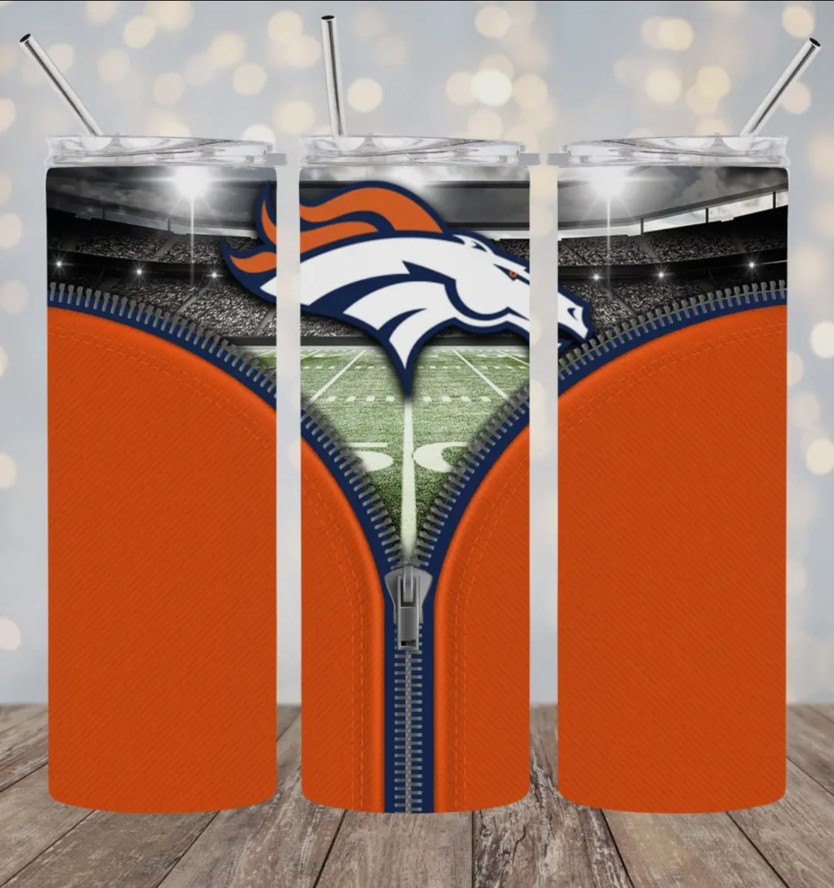 20oz Stainless Steel Tumbler -Football - Denver Broncos