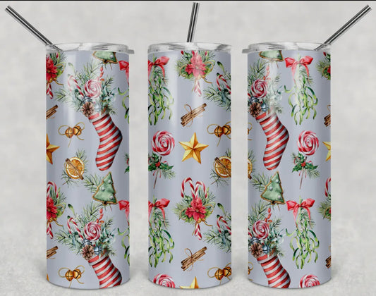 20 oz Stainless Steel Tumbler - Christmas Stockings