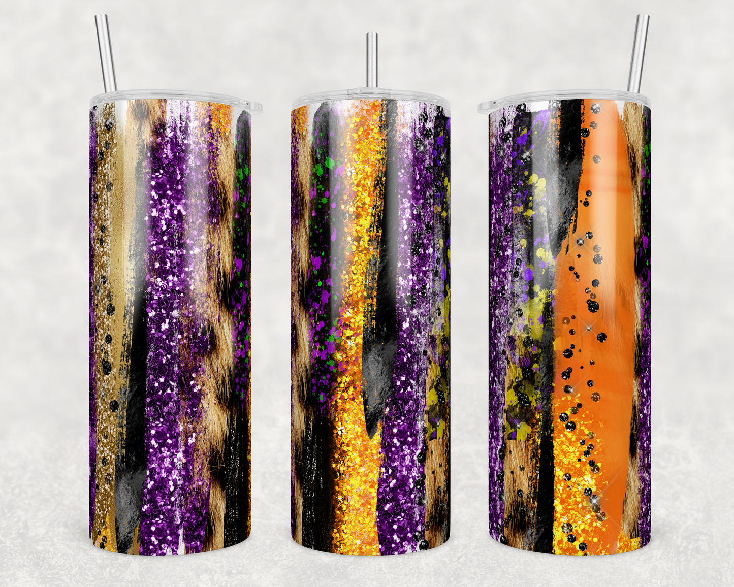 20oz Stainless Steel Tumbler -  Purple/Orange Brush