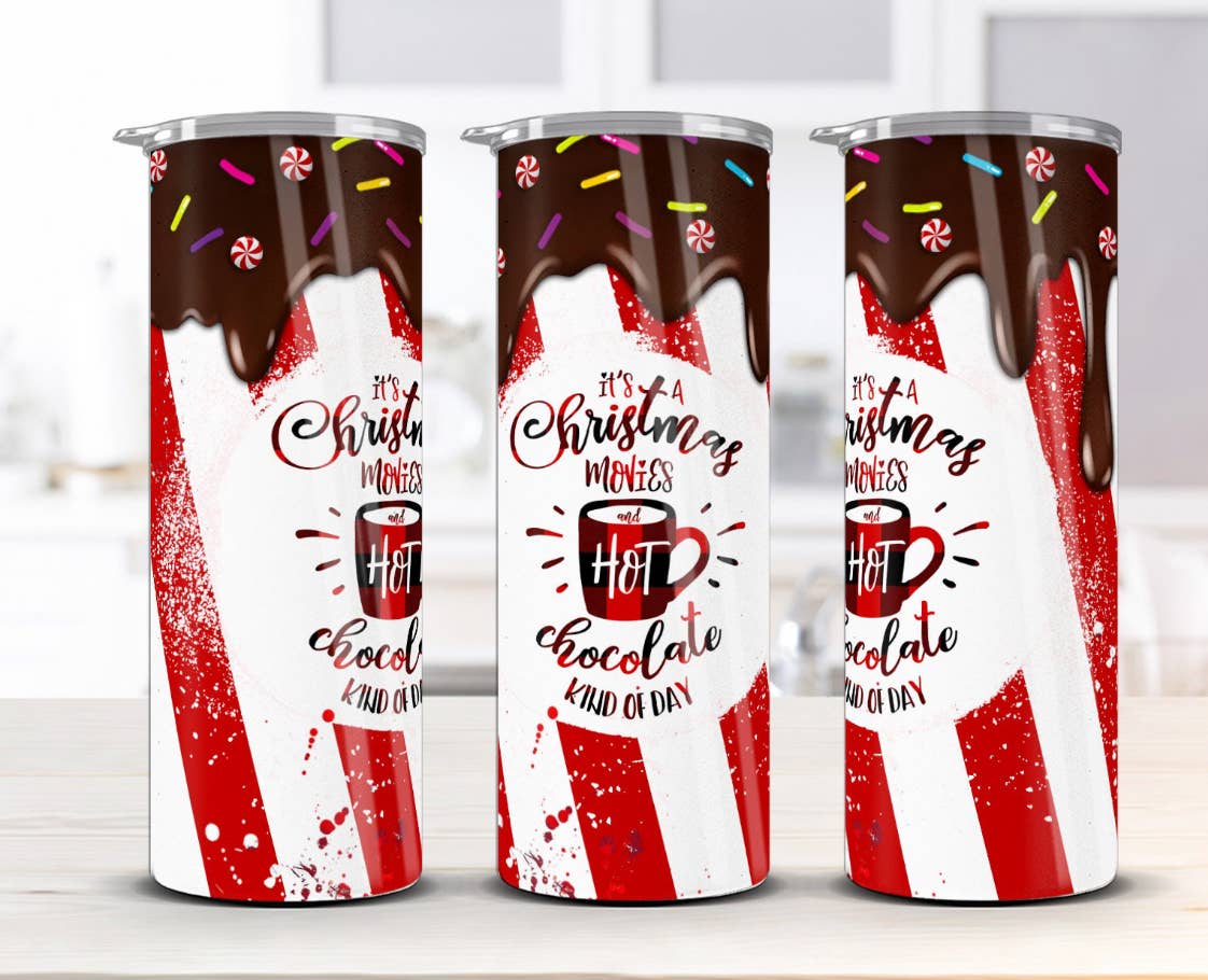 20 oz Stainless Steel Tumbler - Christmas - Hot Chocolate