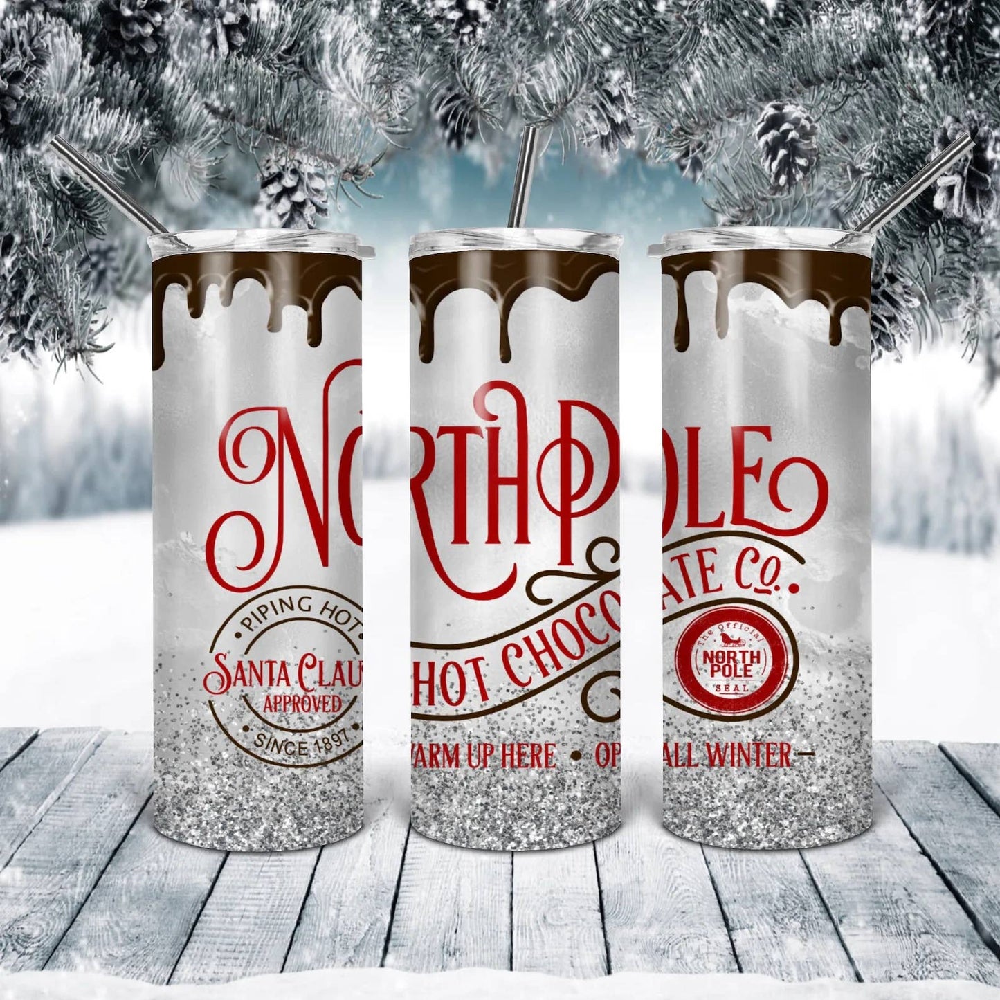 20 oz Stainless Steel Tumbler - Christmas - North Pole