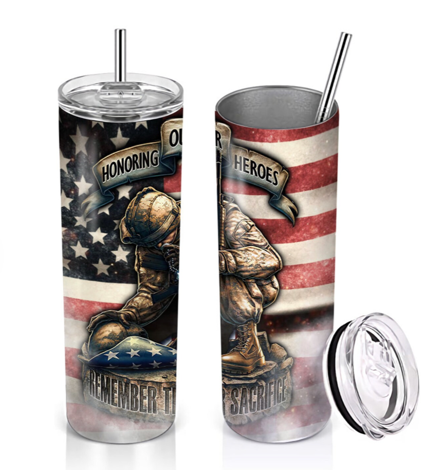 20oz Stainless Steel Tumbler - Remembering our Heroes