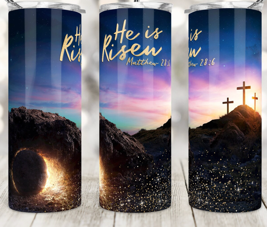 20oz Stainless Steel Tumbler - Easter - He is Risen