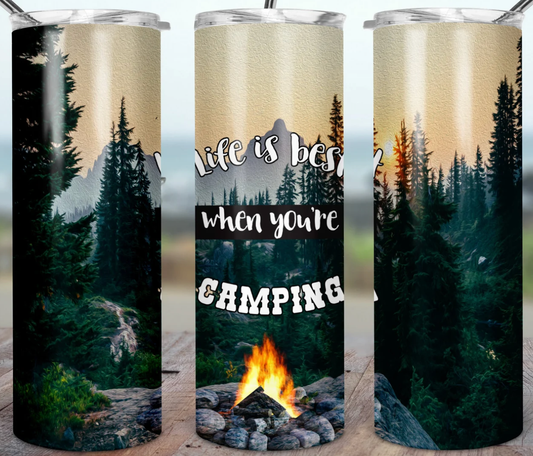 20oz Stainless Steel Tumbler - Life is Best - Camping