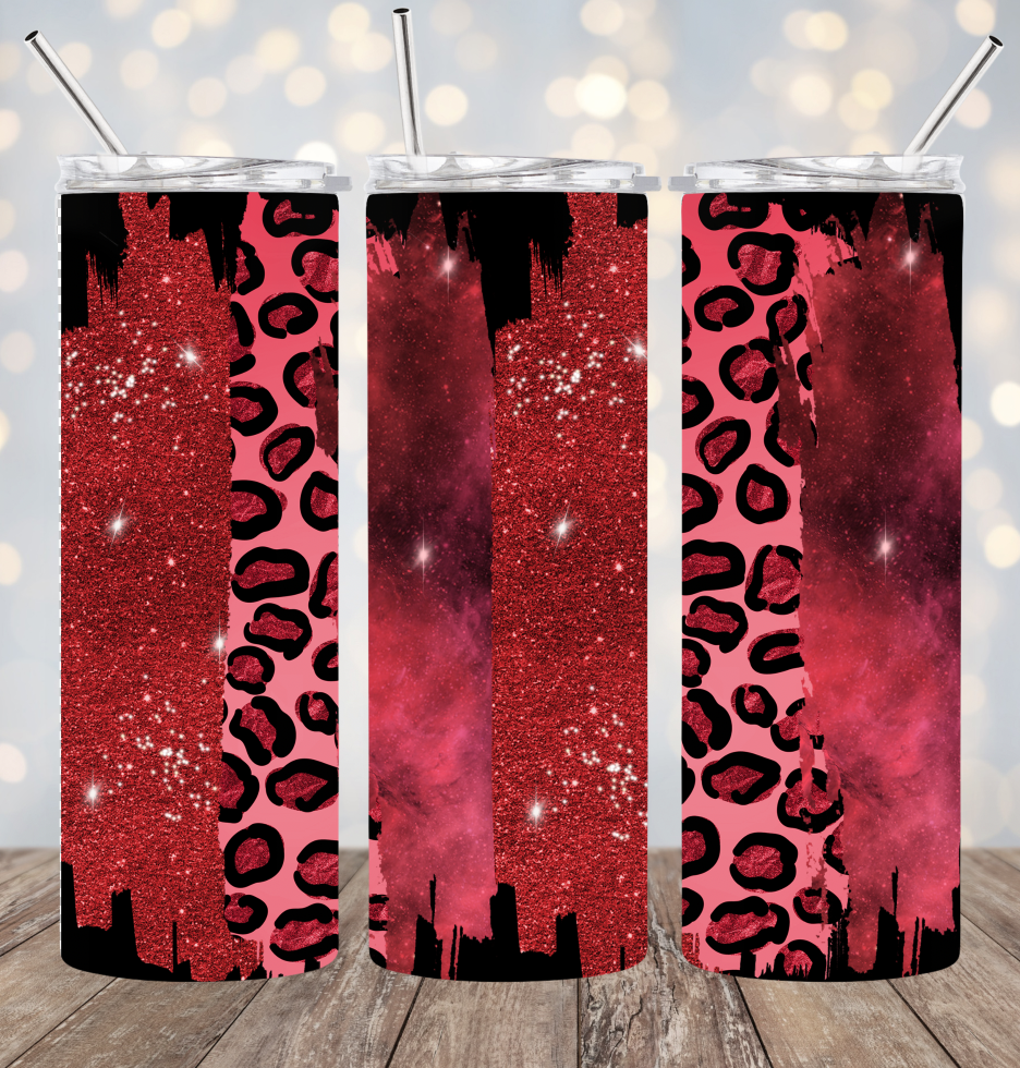 20oz Stainless Steel Tumbler - Red Leopard