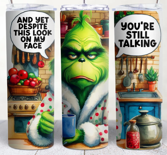 20oz Stainless Steel Tumbler - Grinch - Look on Face