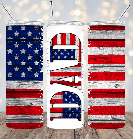 20oz Stainless Steel Tumbler - Dad American Flag