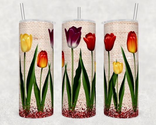 20oz Stainless Steel Tumbler - Tulips