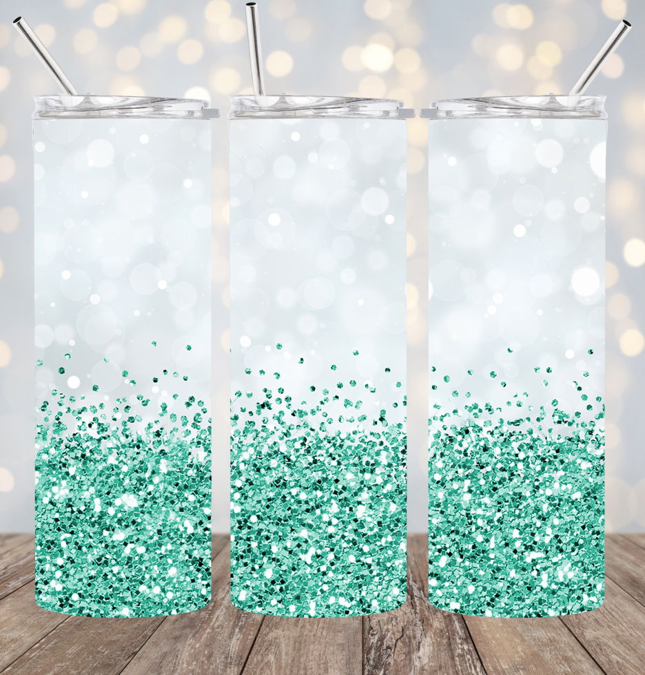 20oz Stainless Steel Tumbler - Teal Glitter