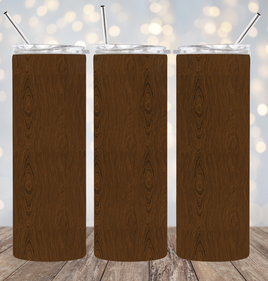 20oz Stainless Steel Tumbler - Wood Grain Design