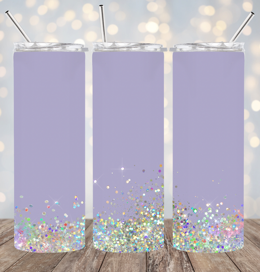 20oz Stainless Steel Tumbler - Light Purple Glitter