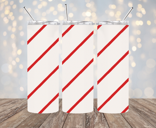 20 oz Stainless Steel Tumbler - Candy Cane Design