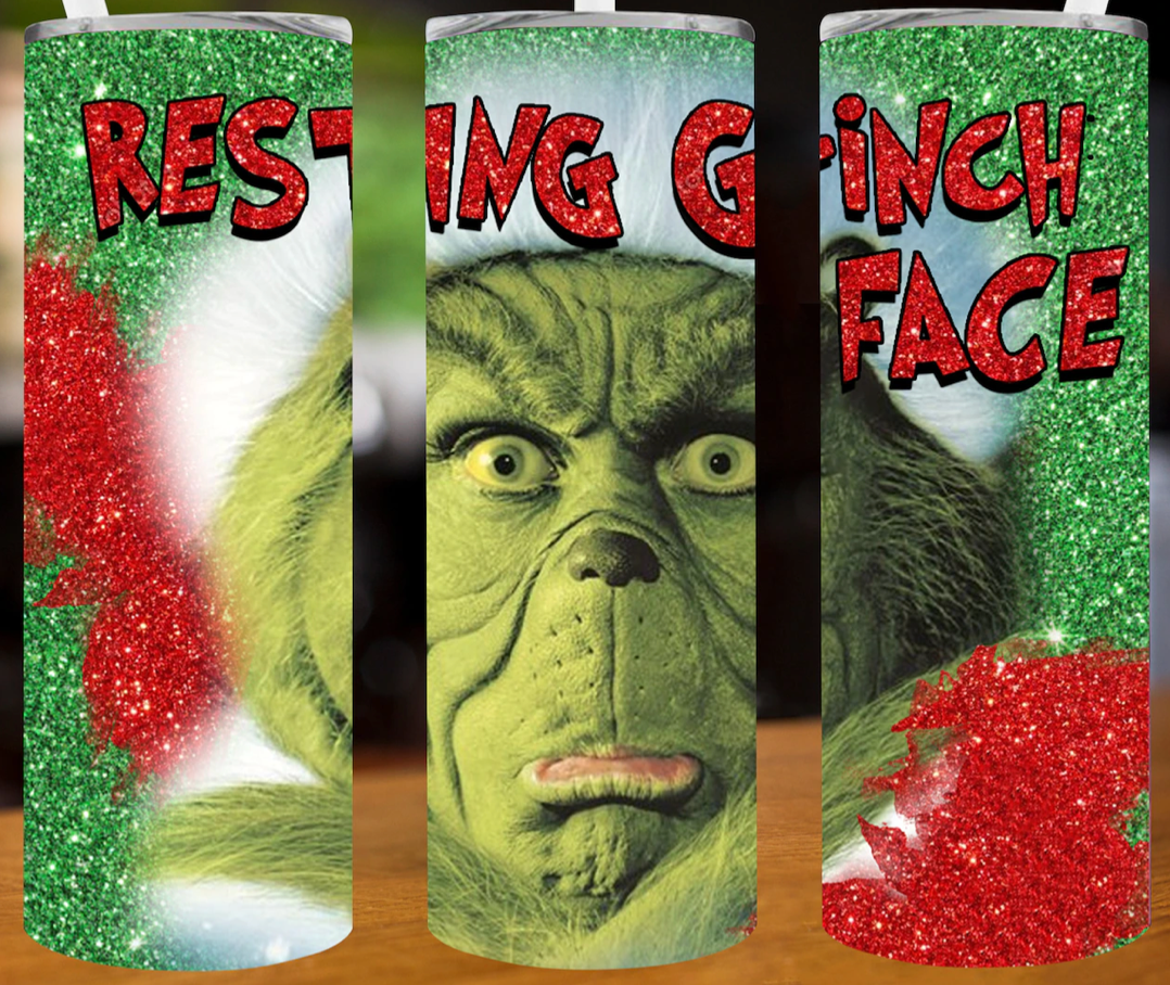 20 oz Stainless Steel Tumbler - Resting Grinch Face